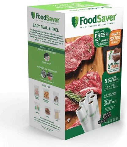 FoodSaver Vacuum Seal Roll - Easy Seal & Peel, 11" x 14', 5 Pack for Fresh Food Storage