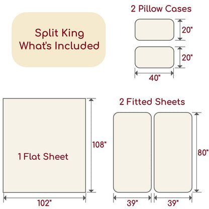 Mellanni Split King Sheets Set - 5 PC Iconic Collection Bedding - Hotel Luxury, Extra Soft, Cooling Bed Sheets - Wrinkle, Fade, Stain Resistant (Split King, Golden Ivory)