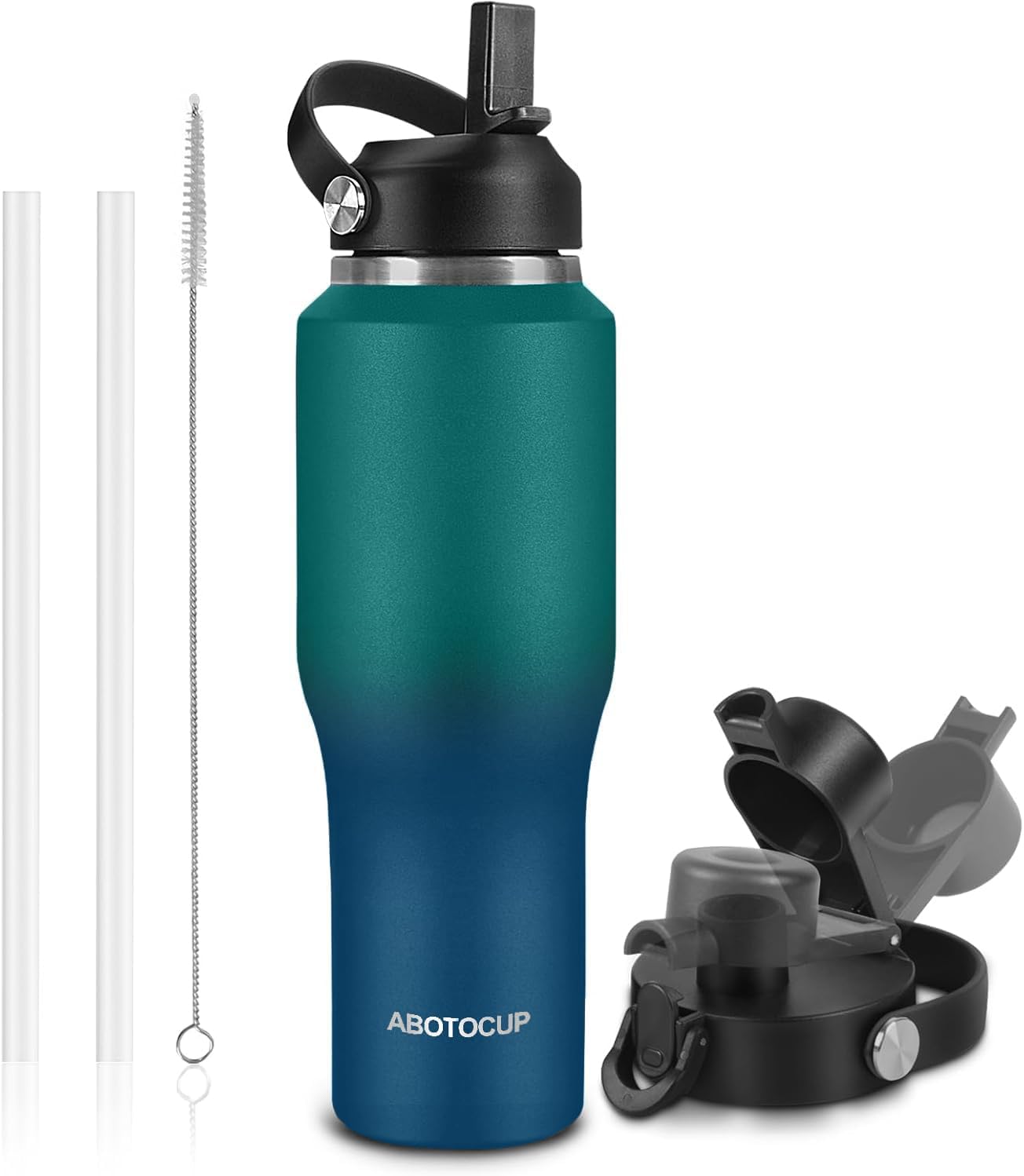 Skiennix Insulated Water Bottle - 32oz Stainless Steel with Straw & Spout Lids | Keeps Drinks Cold for 24h & Hot for 12h