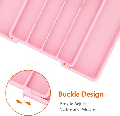 Lifewit Expandable Silverware Organizer - BPA-Free Utensil Tray for Kitchen | Adjustable 8.5"-14.1" x 12.1", Pink
