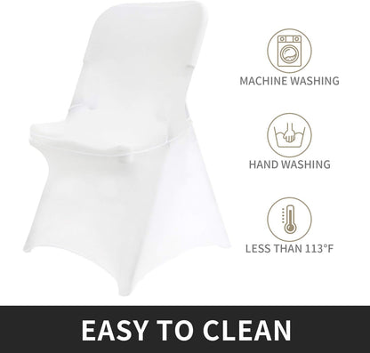 Peomeise Stretch Spandex Folding Chair Covers - Elegant White for Weddings & Events | 12-Pack