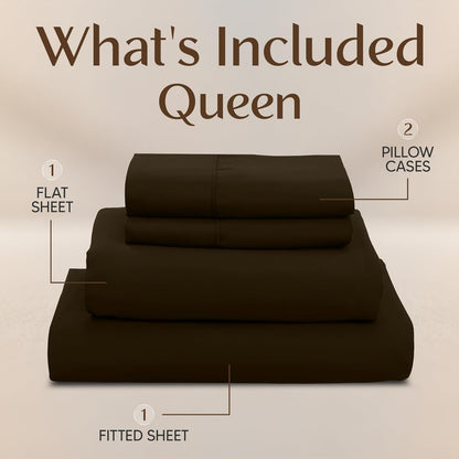 Utopia Bedding Queen Size Sheet Set - Soft, Breathable Microfiber | 4-Piece in Brown, Oeko Tex Certified