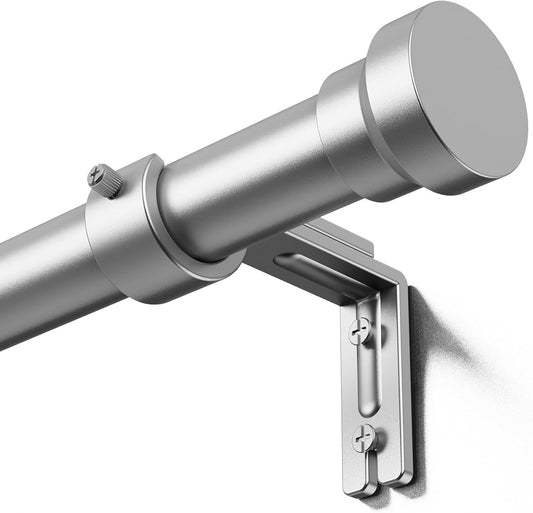 YaFex Curtain Rods - Heavy Duty 1 Inch Adjustable Window Treatment Rods | 32-144 Inch, Modern Silver Design