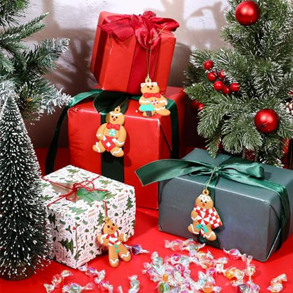 Christmas Gingerbread Man & Candy Cane Ornaments Set - Holiday Tree Decorations