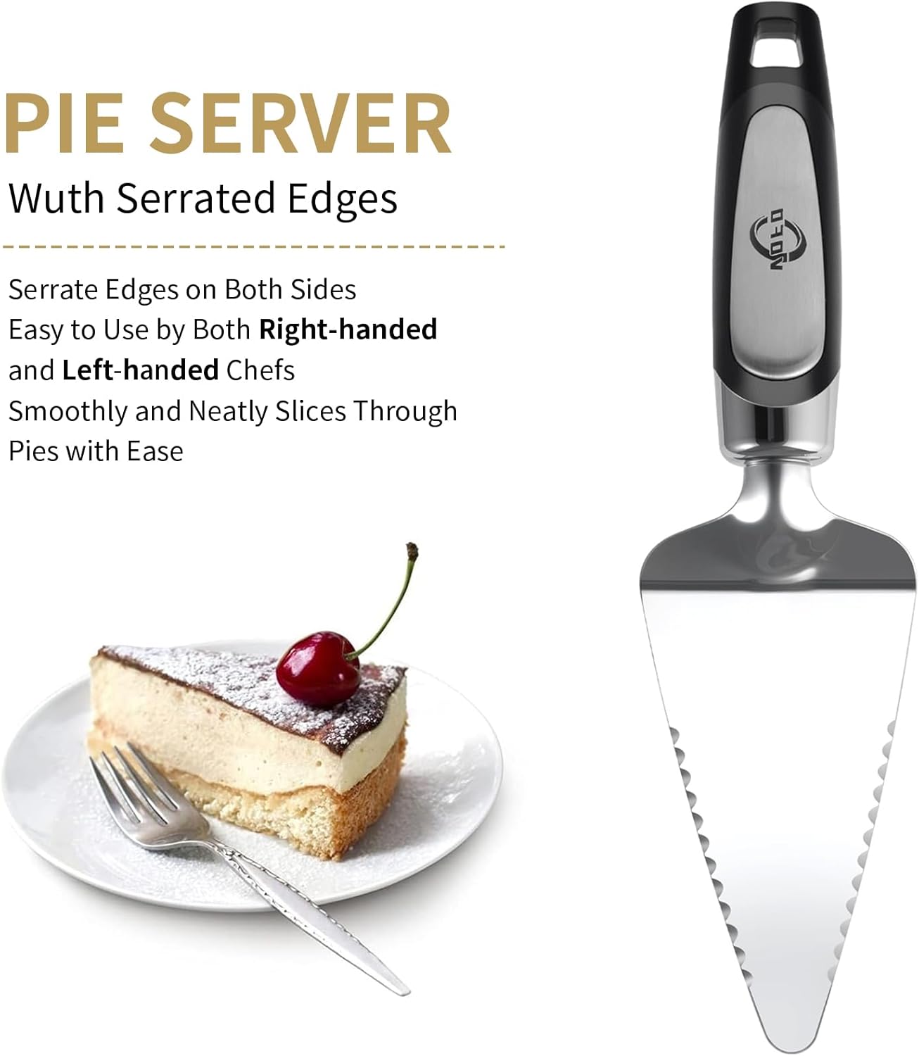 Regine Switzerland Stainless Steel Pie Server - Versatile Cake & Pizza Cutter | Sleek Black Design