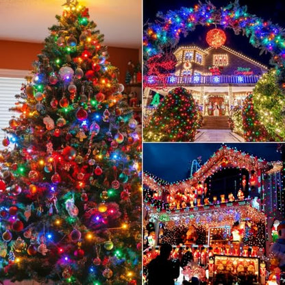 Multicolor 2 Pack 35FT Battery Operated LED Christmas String Lights with 8 Modes Waterproof