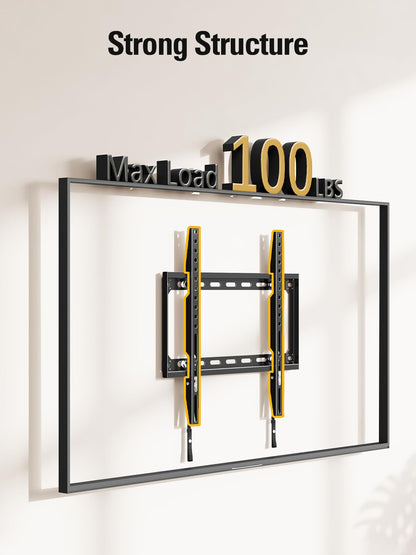 Mounting Dream TV Mount Fixed for Most 26-60 Inch LED, LCD and Plasma TVs, TV Wall Mount TVs Bracket up to VESA 400x400mm and 100 LBS Loading Capacity, Low Profile and Space Saving Flat Mount MD2361-K