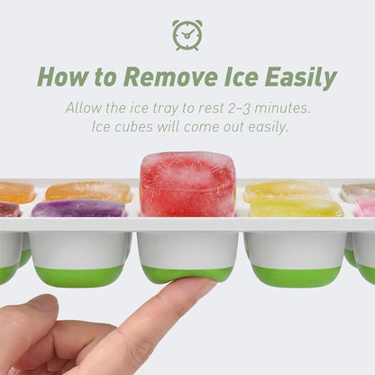 Skiennix Ice Cube Tray - 2 Pack Durable Stackable Trays with Removable Lids | Easy-Release Design for Cocktails & Coffee