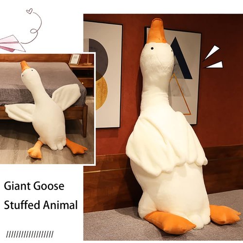 Giant White Goose Plush-75 in Soft Furry Swan Stuffed Animal Pillow,Huge Goose Plush Hugging Pillow Gifts for Every Age (75in)