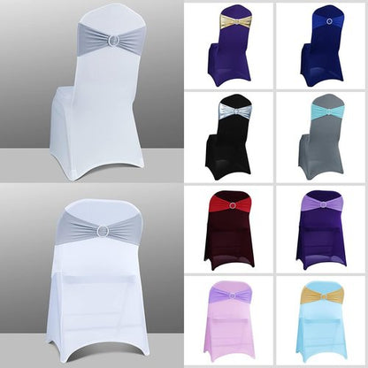 Babenest Spandex Chair Sashes - 50PCS Premium Stretch Covers with Buckle Slider for Weddings & Events | Grey