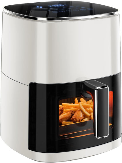 Simple Deluxe 12-in-1 Air Fryer - 6.34 Qt Digital Airfryer with Nonstick Basket & Visible Window | Beige