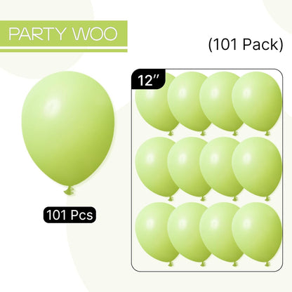 PartyWoo Lime Green Balloons - 101pcs 12 Inch Latex Helium Balloons for Graduation & Birthday Decor