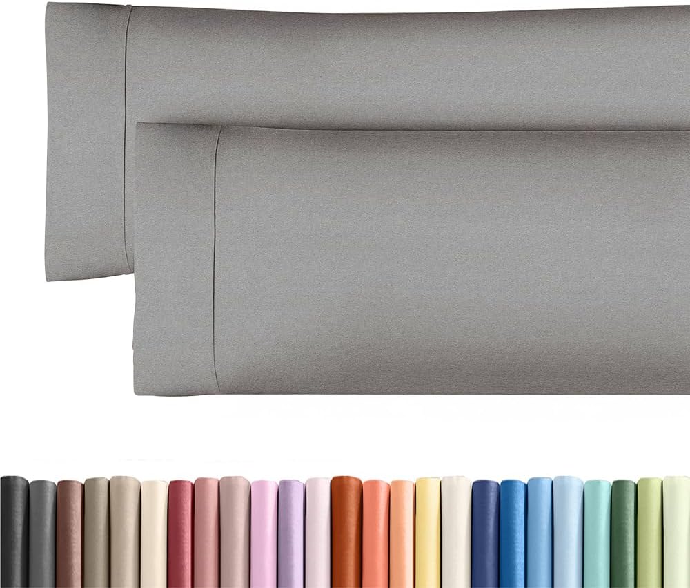 Skiennix Body Pillowcases Set of 2 | Soft, Wrinkle-Free 20x54 Pillow Covers - Comfy Heathered Grey