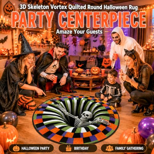 Halloween 3D Optical Illusion Rug Candy Corn Abyss Round Mat C