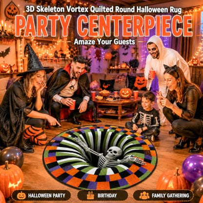 Halloween 3D Optical Illusion Rug Candy Corn Abyss Round Mat C