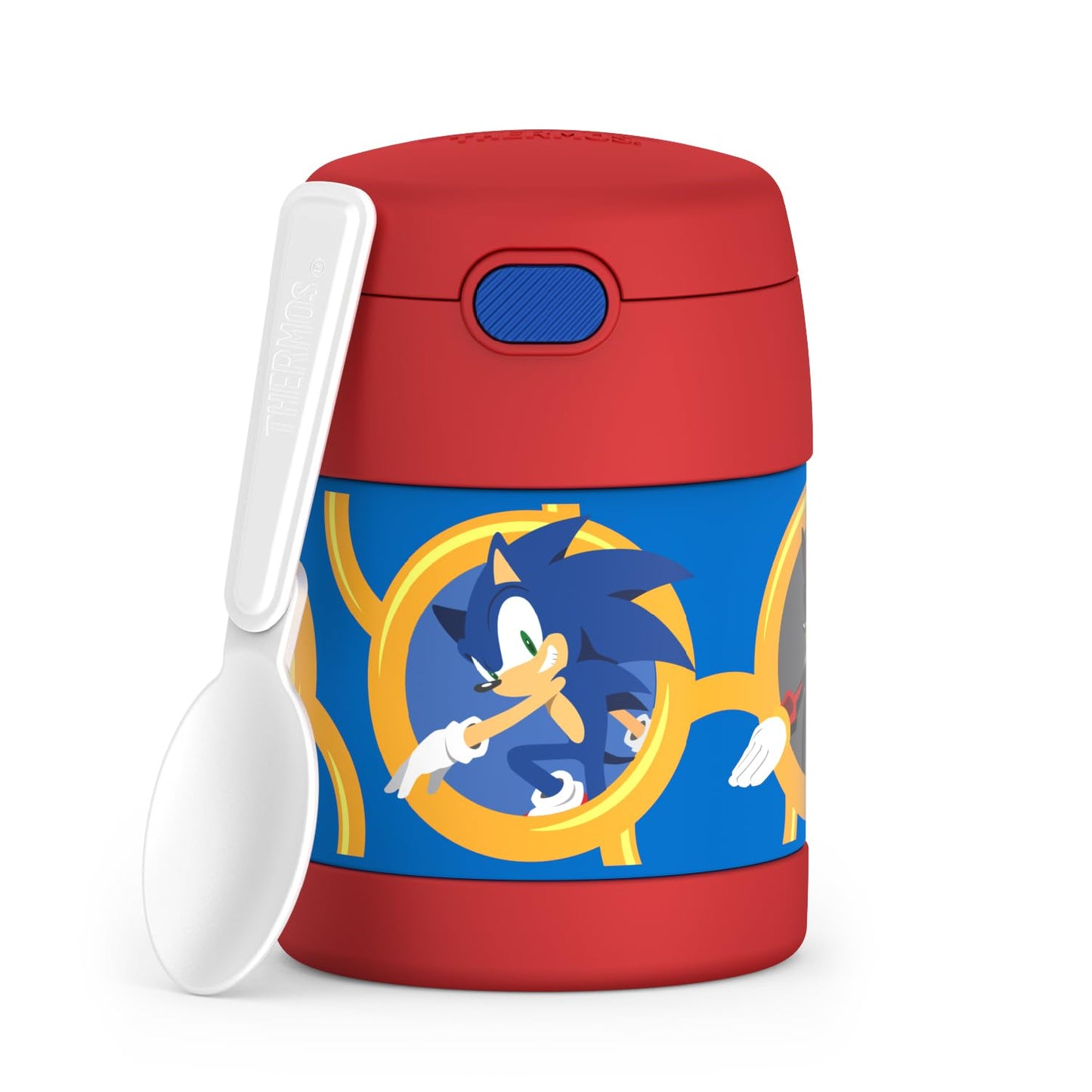 THERMOS FUNTAINER 10 Ounce Stainless Steel Vacuum Insulated Kids Food Jar with Spoon, Sonic the Hedgehog