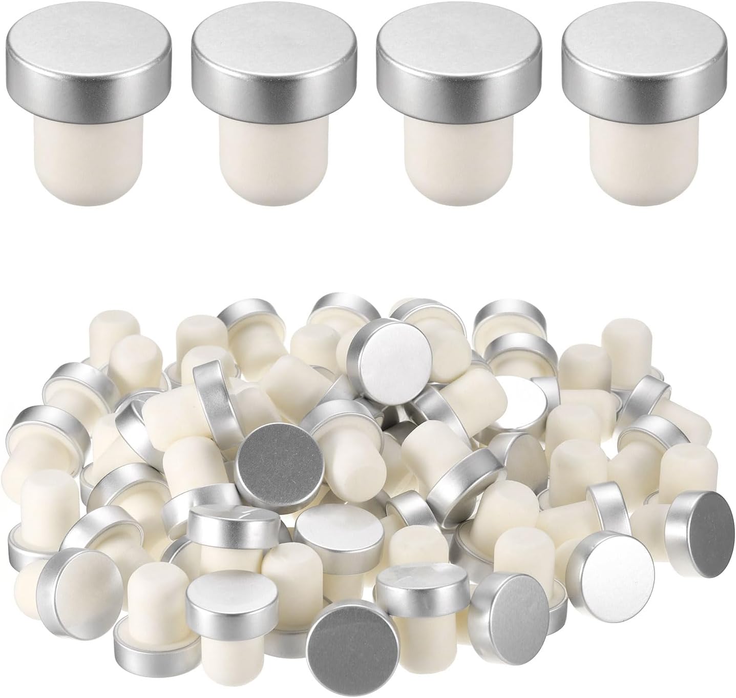 uxcell 72 Pcs Wine Bottle Corks, T-shaped Stopper Cork, Wine Stopper, Reusable Wine Bottle Corks Sealing Plug Bottle for Homemade Wine Beer Bottles,Silver