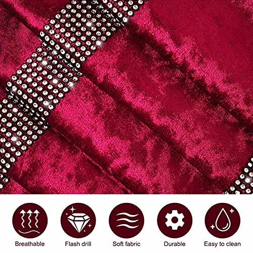 Burgundy Sequin Velvet Table Runner 13x98 Inches for Holiday & Party Decor