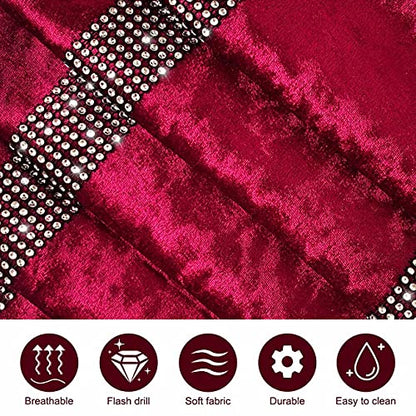 Burgundy Sequin Velvet Table Runner 13x98 Inches for Holiday & Party Decor