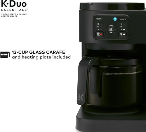 K-Duo Essentials Coffee Maker - Hot & Iced Brewing with 12-Cup Carafe, 72 oz Reservoir, Pause & Pour Feature