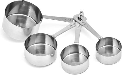Amco Stainless Steel Measuring Cups Set - Dual Spouts for Left & Right-Handed Use | 4 Sizes - Dishwasher Safe Kitchen Essential