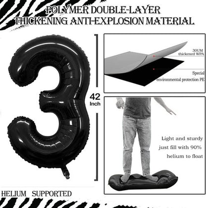 GOER Jumbo 30 Inch Foil Balloons - 30th Birthday Party Decorations | Black Helium Balloons