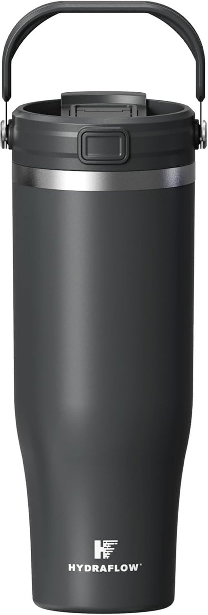 HYDRAFLOW 40 oz Insulated Travel Tumbler - Stainless Steel, Leakproof Design for Coffee & Tea - Graphite