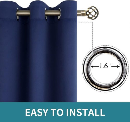 BGment Blackout Curtains - Navy Blue Room Darkening Thermal Insulated Drapes | 63 Inch, Set of 2 Panels