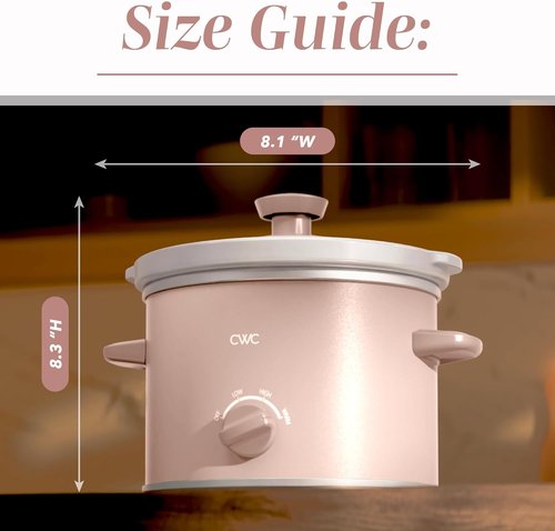 Cook With Color 2QT Mini Electric Round Slow Cooker - Adjustable Settings, Removable Pot, Dusty Rose