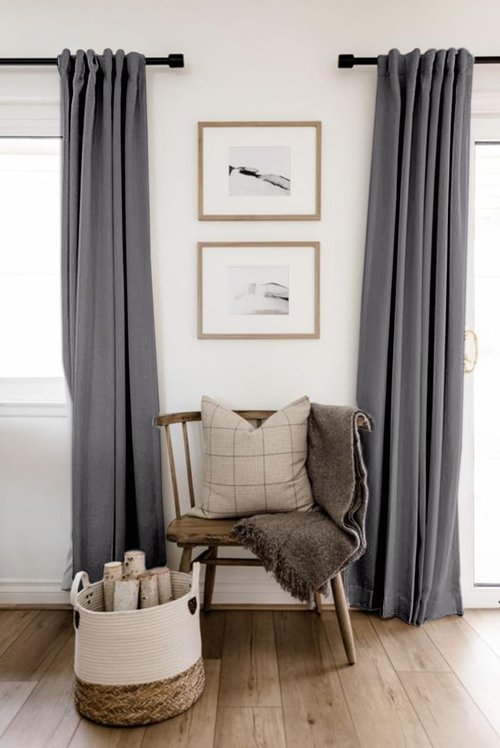 100% Blackout Shield Linen Blackout Curtains for Bedroom 96 Inches Long, Back Tab/Rod Pocket Living Room Drapes, Thermal Insulated Blackout Curtains 2 Panels Set, 50" W x 96" L, Dove Grey