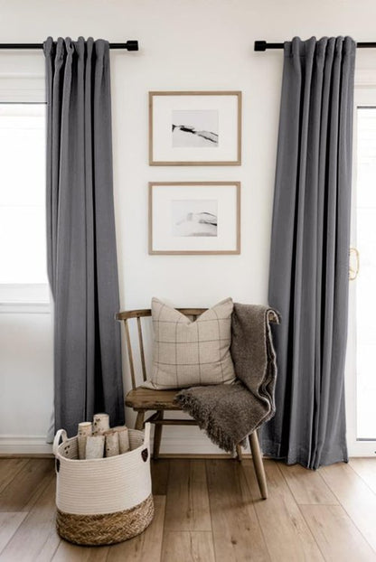 100% Blackout Shield Linen Blackout Curtains for Bedroom 96 Inches Long, Back Tab/Rod Pocket Living Room Drapes, Thermal Insulated Blackout Curtains 2 Panels Set, 50" W x 96" L, Dove Grey