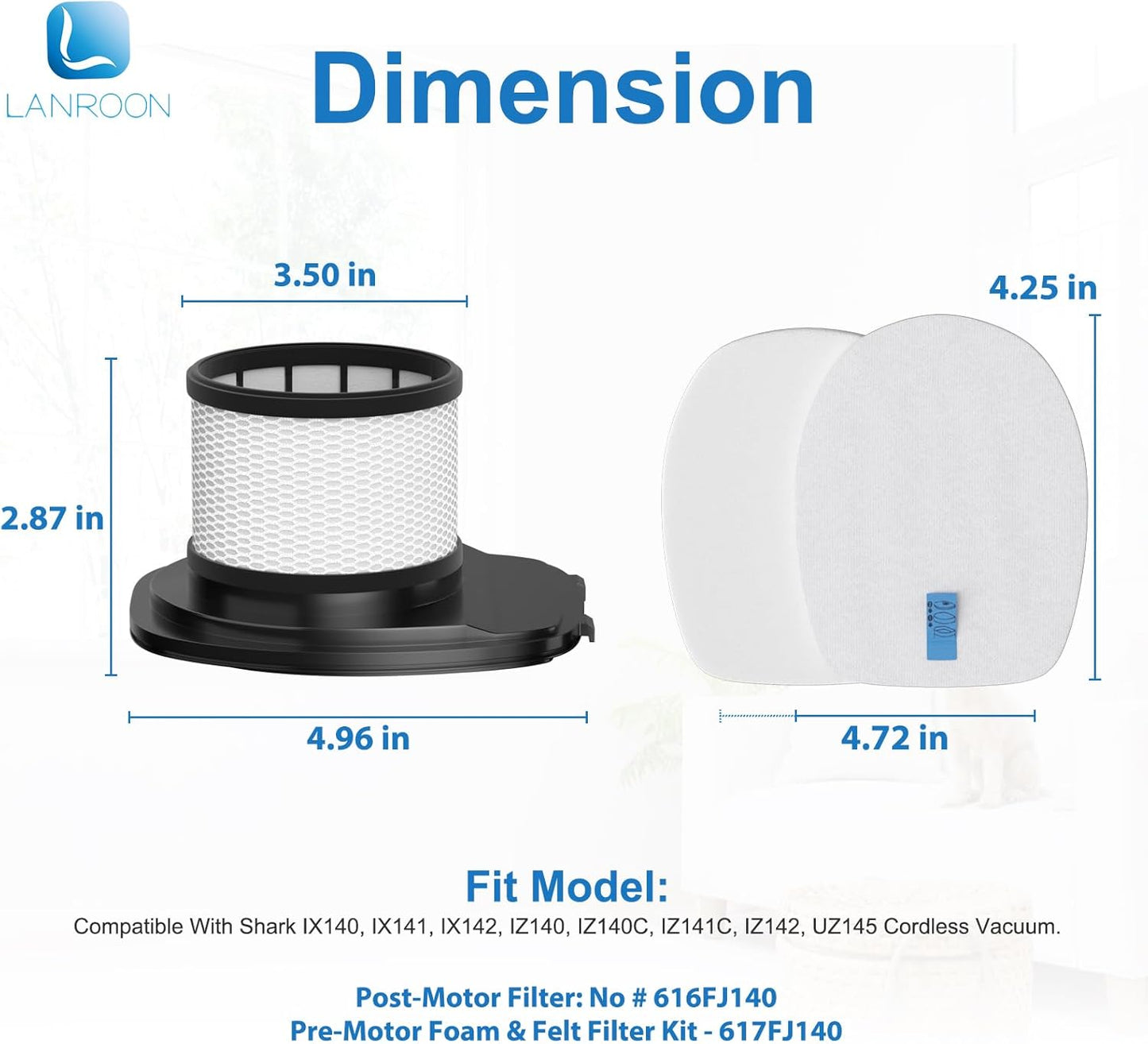 Shark IX141 Vacuum Filters - 2 Pack Replacement Filters & Foam/Felt Kit for IX140, IZ140, IX142, UZ145