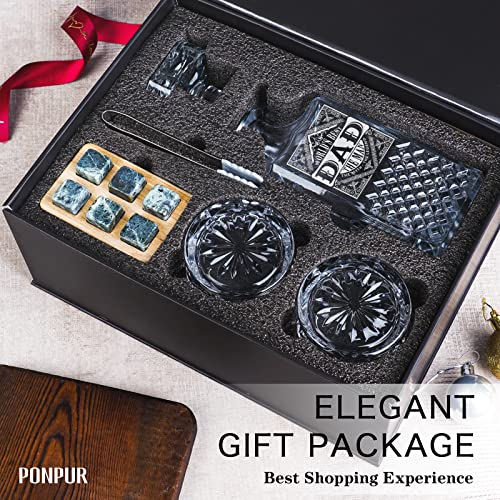 Whiskey Decanter Set with Glasses and Stones - Gift for Men & Dad