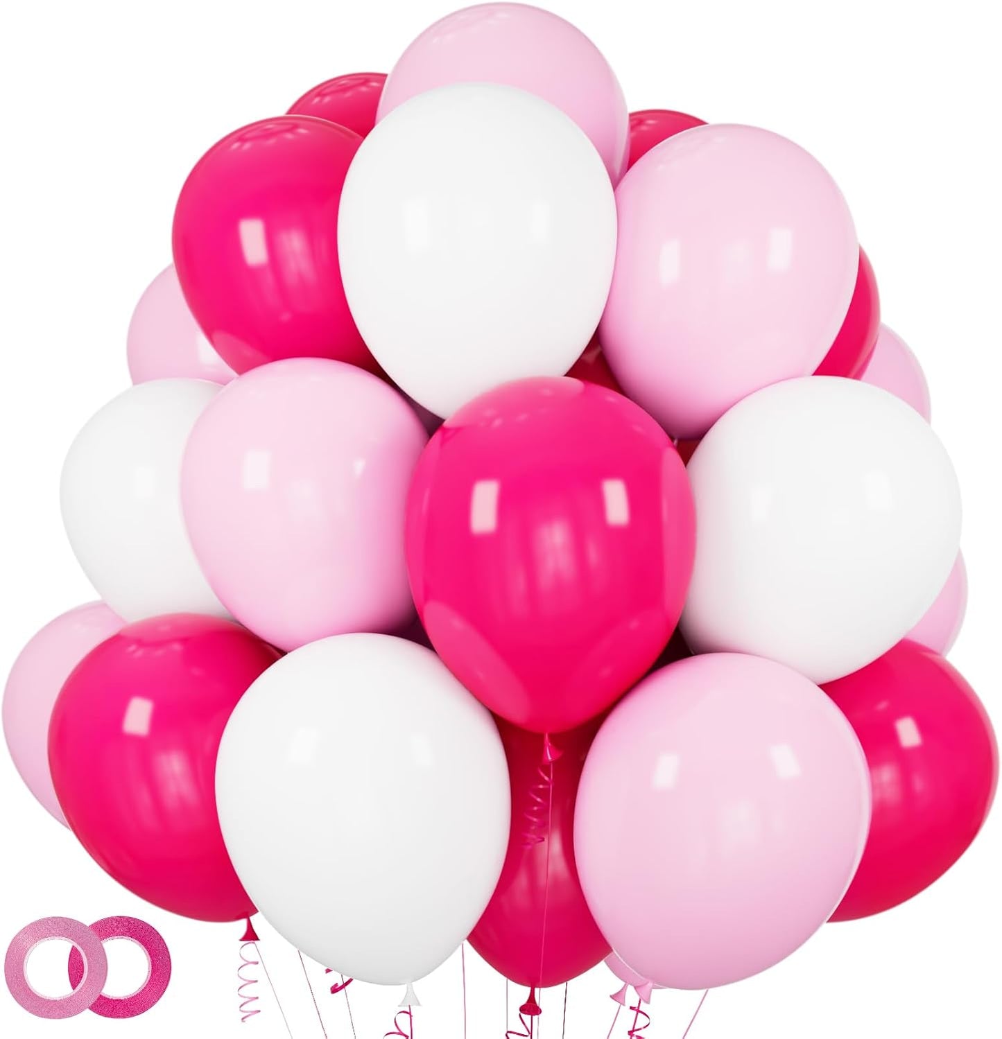 Skiennix Pink & White Balloons - 100pcs 12 Inch Hot Pink & Pastel Pink for Celebrations | Mother's Day, Birthdays, Weddings
