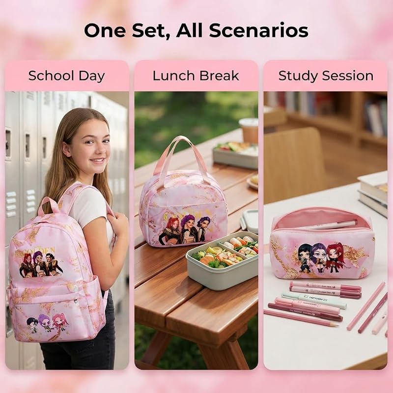 3 in 1 Cartoon Pattern Large-Capacity Backpack Set for Kids