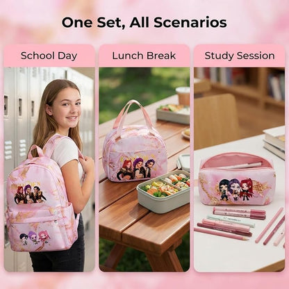 3 in 1 Cartoon Pattern Large-Capacity Backpack Set for Kids