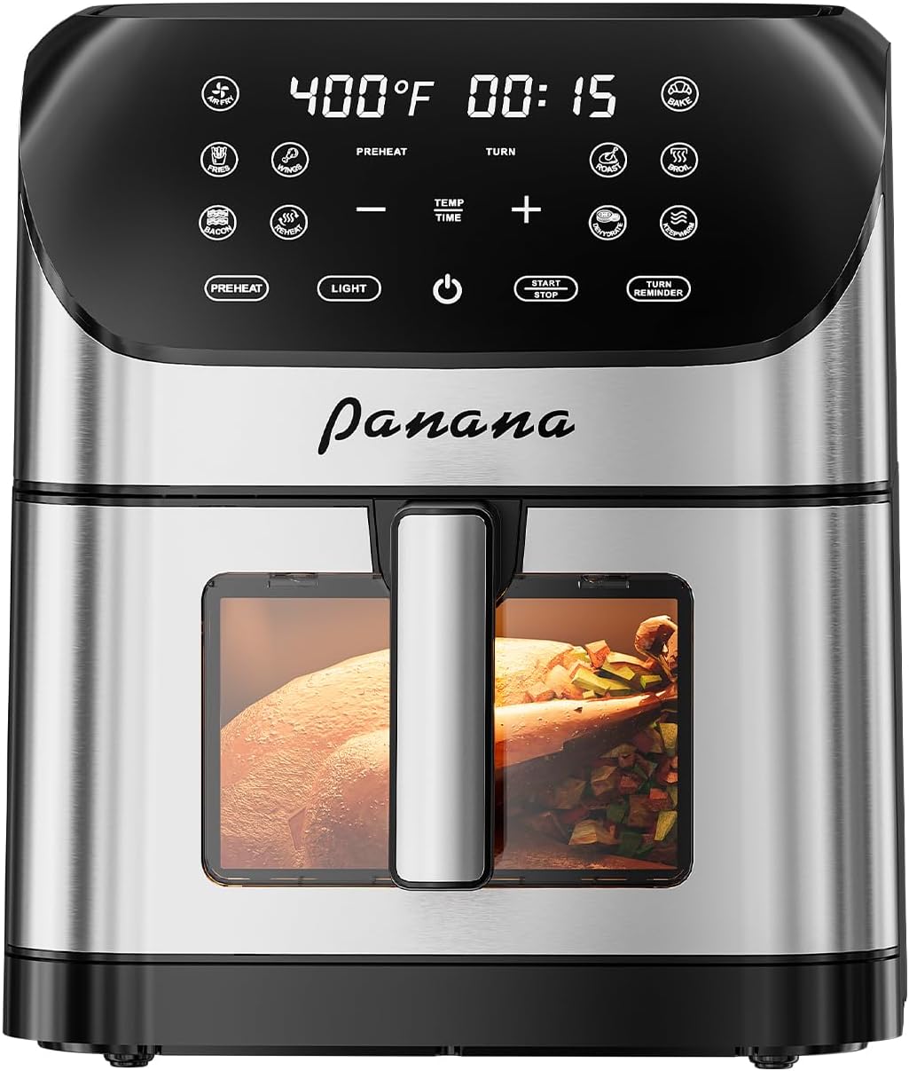 Panana Air Fryer 8.5QT - Compact 10 Preset Functionality with Easy View Window & LED Display