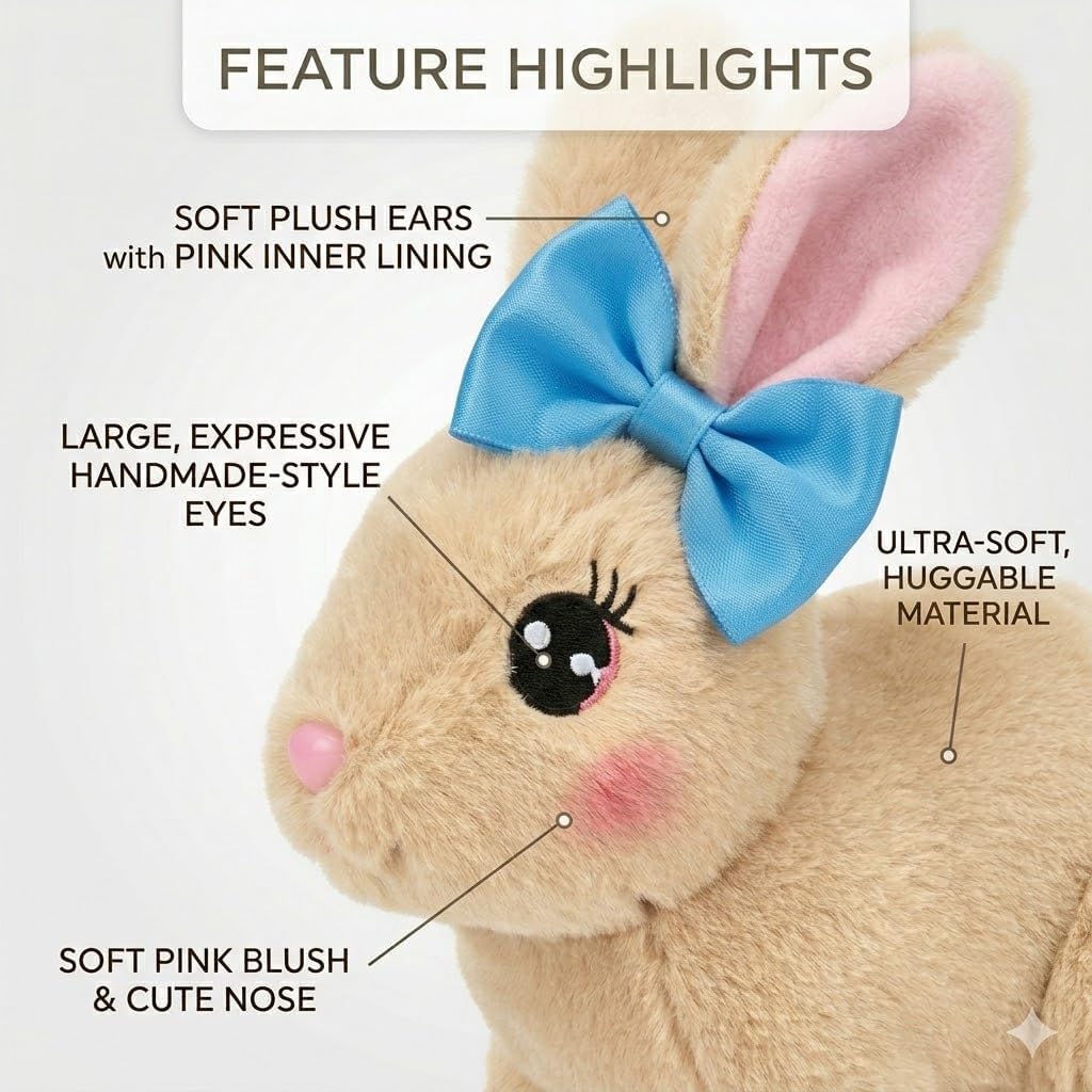 Skiennix Easter Bunny Toy - Interactive Hopping Plush Rabbit with Sounds & Movements | Brown