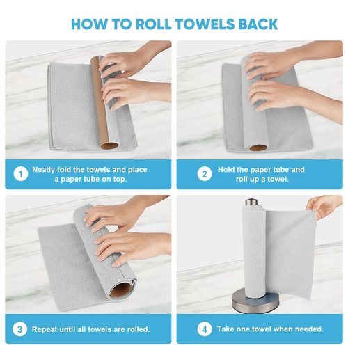 AIDEA Microfiber Cleaning Cloth Roll, Grey 75PK, Reusable Paper Towels Tear Away Cloth, Microfiber Towels for Cars, Wash Cloths, Lint Free Rags for House, Kitchen,Window,Cleaning Supplies 11.5"×11.5"