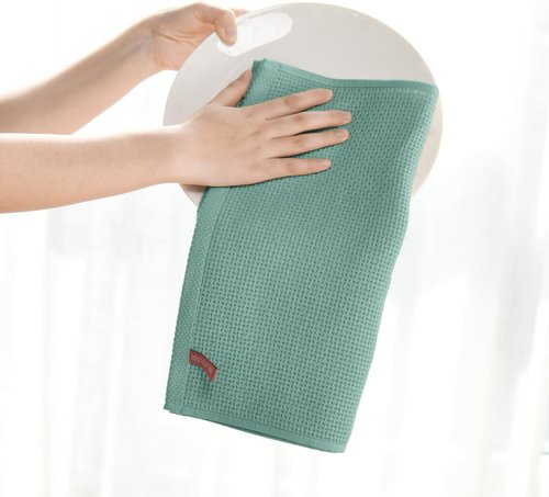 Artoid Mode 100% Cotton Kitchen Dish Cloths - Ultra Soft & Absorbent | Light Green, 12x12 Inch, Set of 6