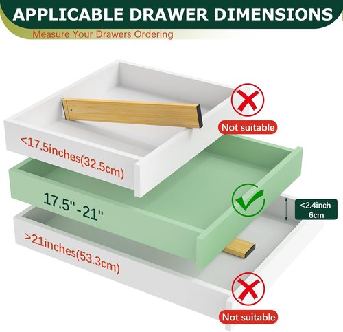 Lzerking Bamboo Drawer Organizers - Adjustable 6 Pack | Expandable Utensil Dividers (17-22")