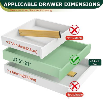 Lzerking Bamboo Drawer Organizers - Adjustable 6 Pack | Expandable Utensil Dividers (17-22")