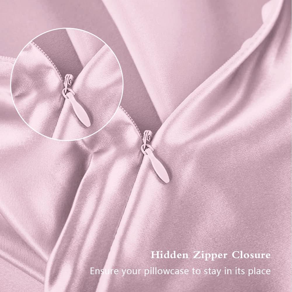 Mulberry Silk Pillowcase | Anti-Acne Cooling Sleep | Standard Size, Light Pink, Hidden Zipper