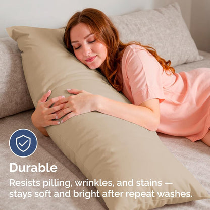 Skiennix Body Pillowcases Set of 4 | Soft & Cozy 20x54 Long Pillow Covers - Breathable, Fade-Free, Machine Washable (Cream)