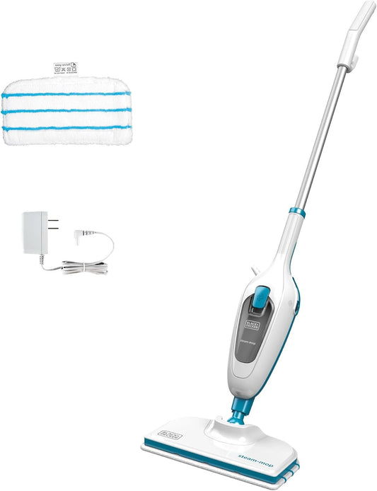 BLACK+DECKER Steam Mop - Powerful Cleaning with Quick-Dry Technology | Sleek White Design