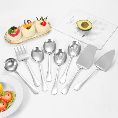 Regine Switzerland Stainless Steel Serving Utensils Set - 8-Piece Polished Serving Tools for Buffets & Parties | Dishwasher Safe