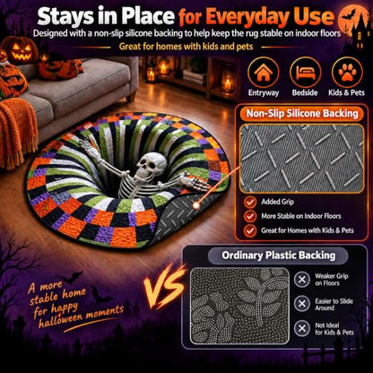 Mystic Cat Halloween Vortex Optical Illusion Rug - 20-Inch Round