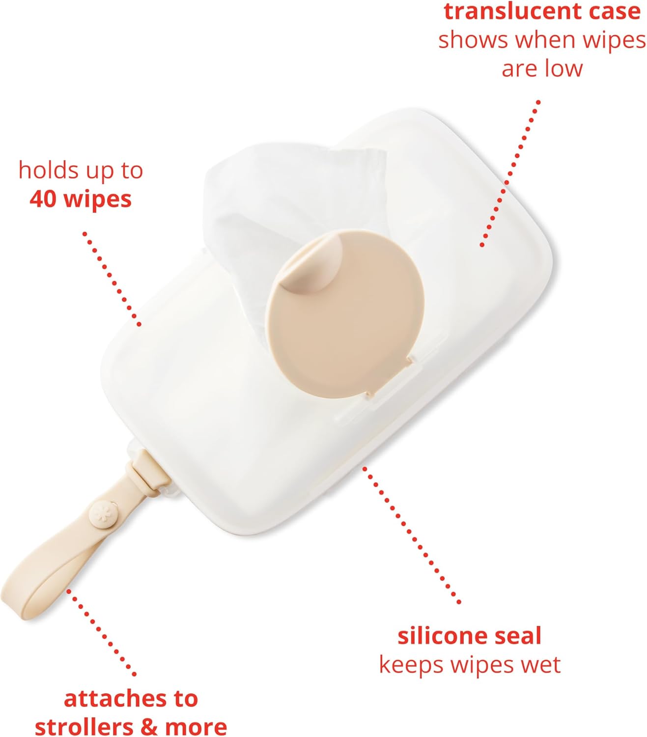 Skip Hop Baby Wipes Dispenser Case - Travel-Friendly Holder for Up to 40 Wipes | Snug Seal, Oat