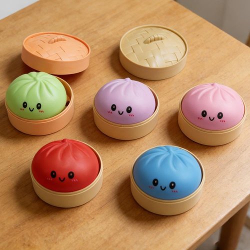Dumpling Squishies | Giant Glitter Dumpling Box - Colorful Stress Relief Sensory Toy (Pink)
