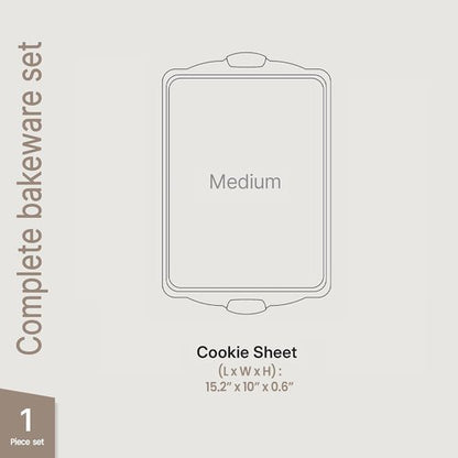 BAKKEN Nonstick Baking Pan - Durable Carbon Steel Cookie Sheet with Red Silicone Handles | 15.15 x 10.03 Inches, Oven Safe Up to 450°F